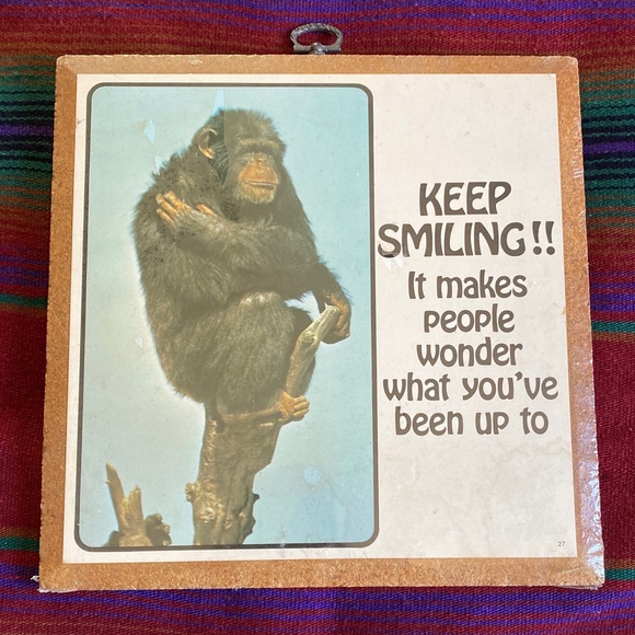 VTG 77’ Monkeydoin’s New and Sealed Plaque Cork Style Picture Art. 9”x9” - Picture 5 of 6